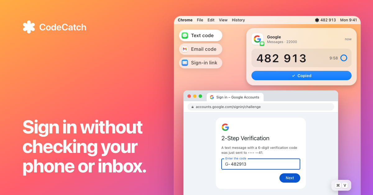 CodeCatch - a free, open source Mac app that copies 2FA codes from your texts and email
